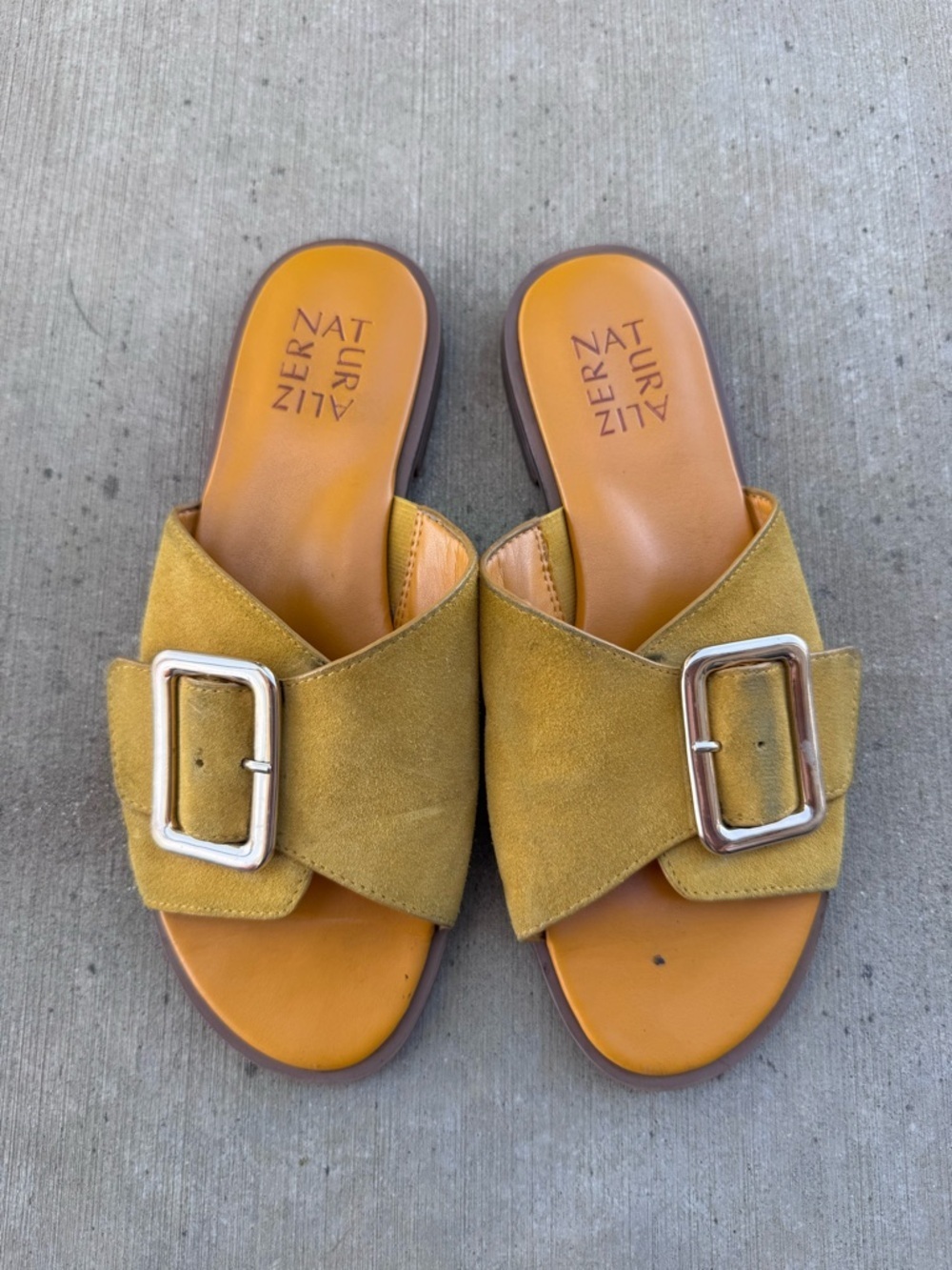 Naturalizer Women's Forrest Golden Rod Suede Leather Slide Sandals Size 6.5/36.5
